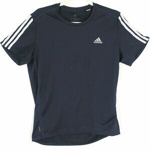adidas Climalite Running Shirt Black w/ White Logo & Stitched Arm Stripes M